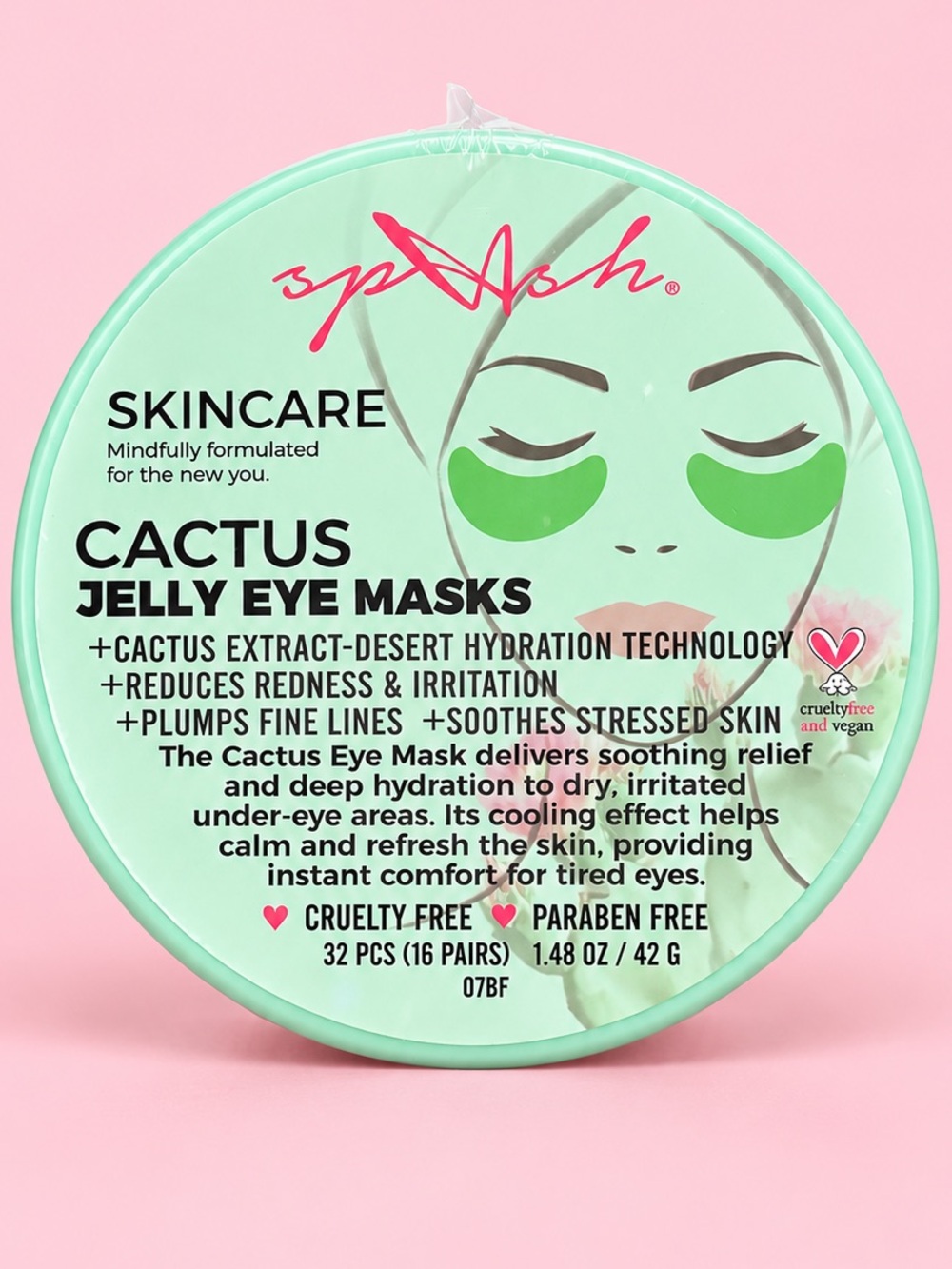 Splash Skincare Cactus Jelly Eye Masks, 16 Pairs